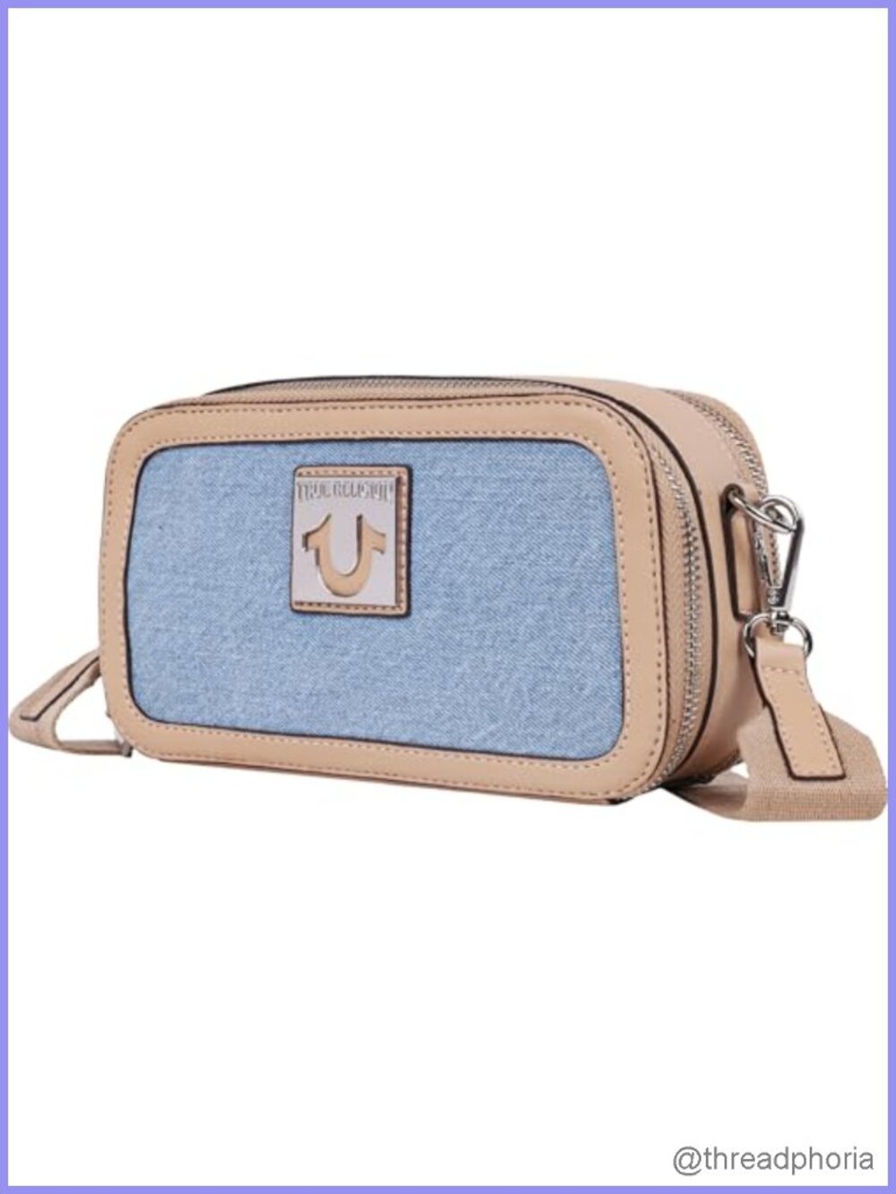 True Religion Horseshoe Plaque Crossbody Camera Bag Polyester Cotton